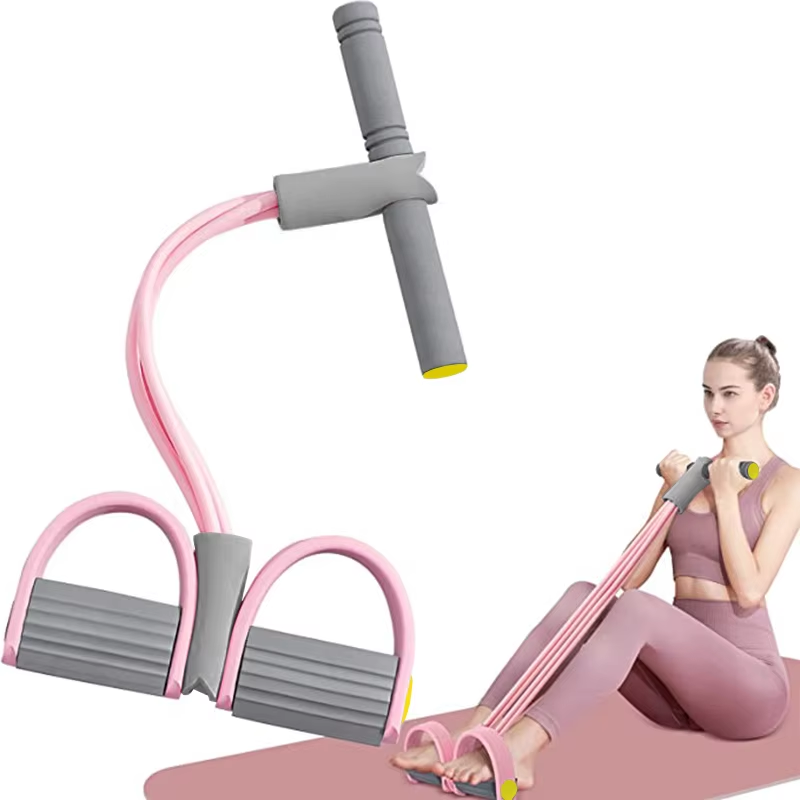 Yoga Fitness Youtube - 4-Röhren-Widerstandsband-Yoga-Pedalzuggerät, elastisches Zugseil, Fitnessgerät für Bauch-,