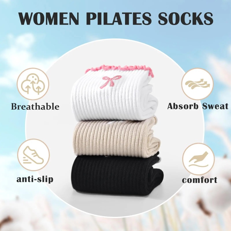 Fitness Yoga & Kickfit - Professionelle Yoga-Socken, Baumwoll-Riemen mit Silikon-Antirutschbeschichtung für