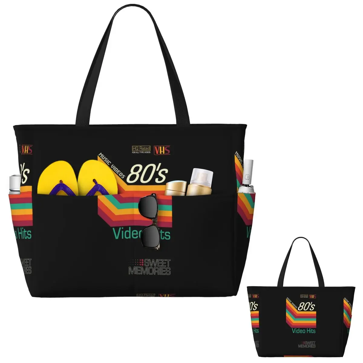 Yoga Fitness Music - Retro-Musik-Videokassetten-VHS-Strandtasche, Sport-, Fitness-, Yoga-Reisetasche, große Tragetasche,