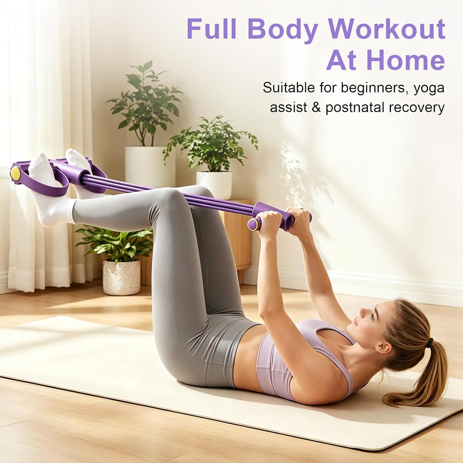 Yoga Fitness Youtube - 4-Röhren-Widerstandsband, Multifunktions-Spannungsseil, Fitnessbänder, 6-Röhren-Elastik-Yoga-Pedalzug für Sportübungen